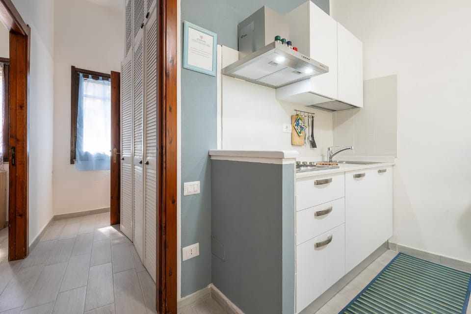Kitchen or kitchenette, stove