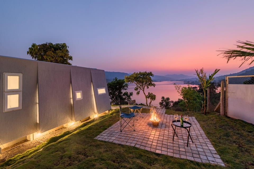 Natural landscape, Garden, Garden view, Sunset