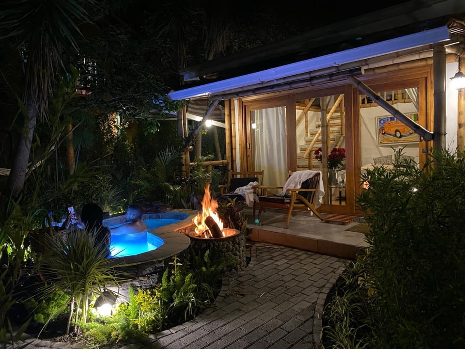 Patio, Night, Garden, Garden view