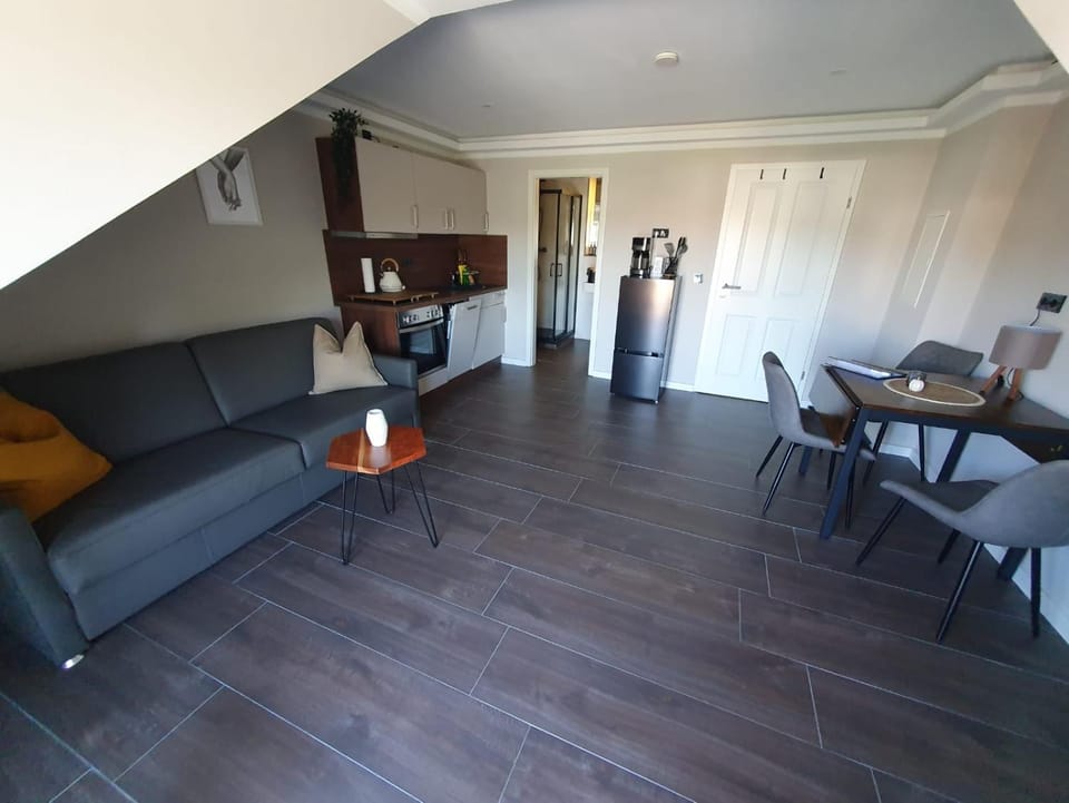 Kitchen or kitchenette, Living room, Seating area, Dining area