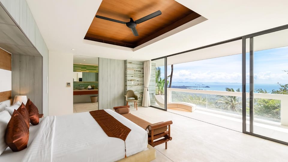 Bed, View (from property/room), Balcony/Terrace, Photo of the whole room, Bedroom, Sea view