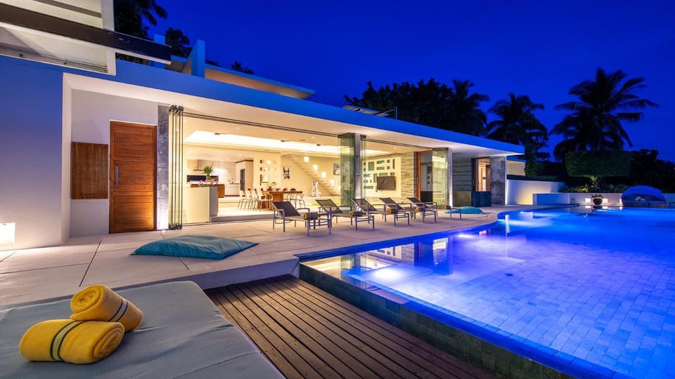 Patio, Night, Pool view, Swimming pool, sunbed