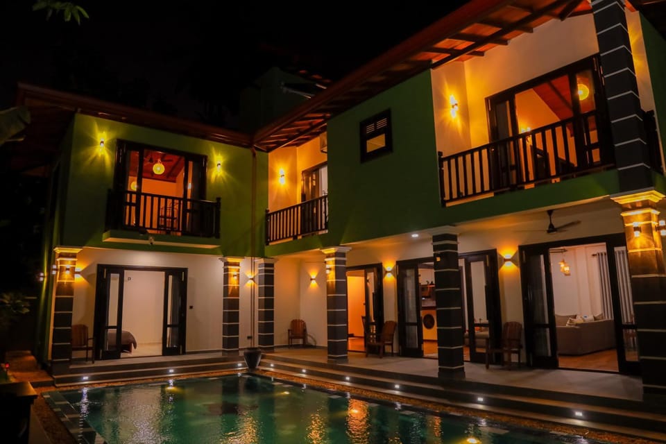 Property building, Night, Pool view, Swimming pool
