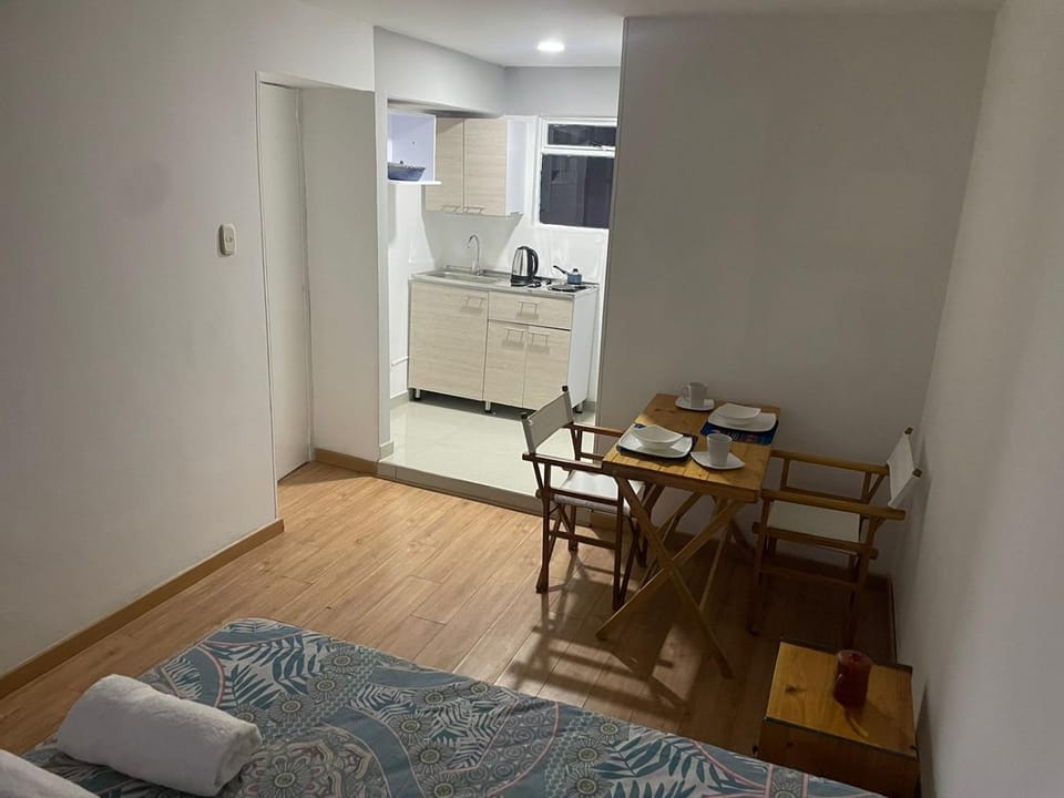 Kitchen or kitchenette, stove