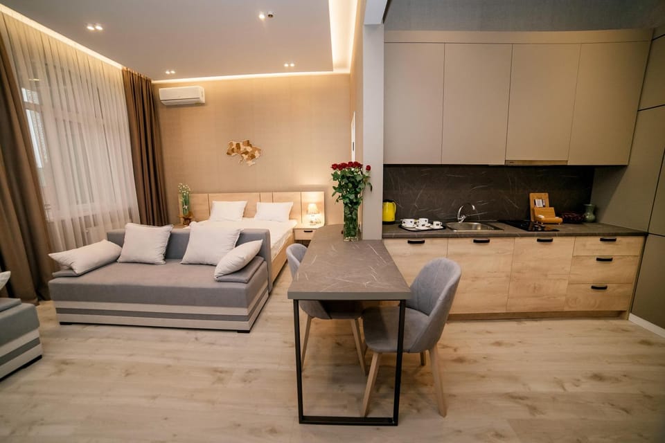 Bed, Living room, Seating area, Bedroom
