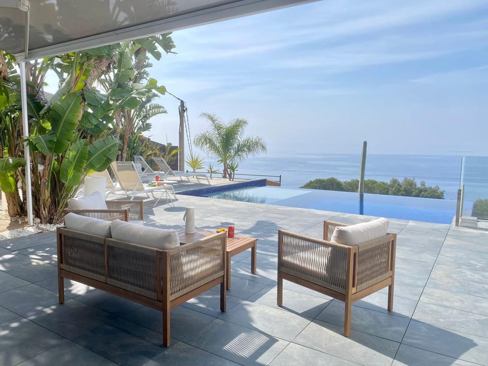 View (from property/room), Balcony/Terrace, Pool view, Sea view, Swimming pool