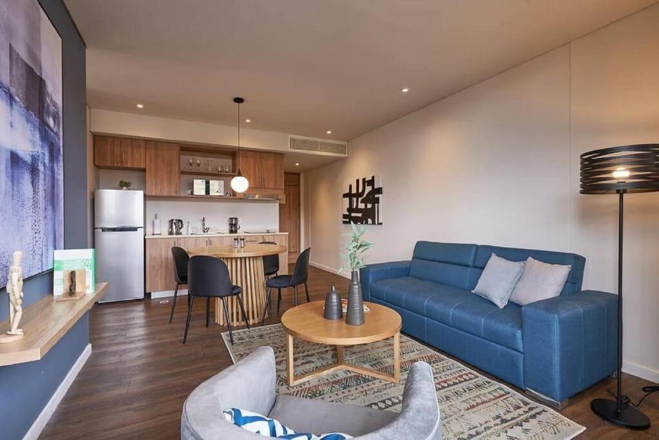 Living room, Dining area, microwave, kitchen