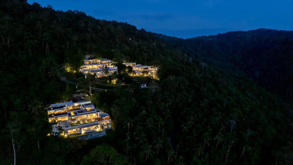 Nearby landmark, Night, Natural landscape, Bird's eye view, Mountain view