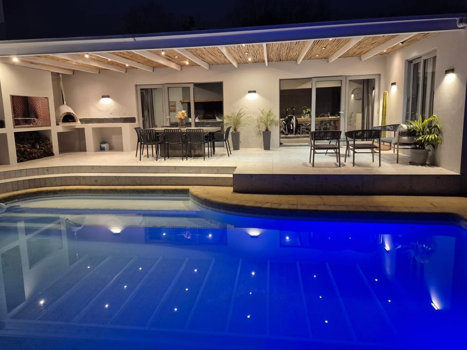 Night, Pool view, Swimming pool