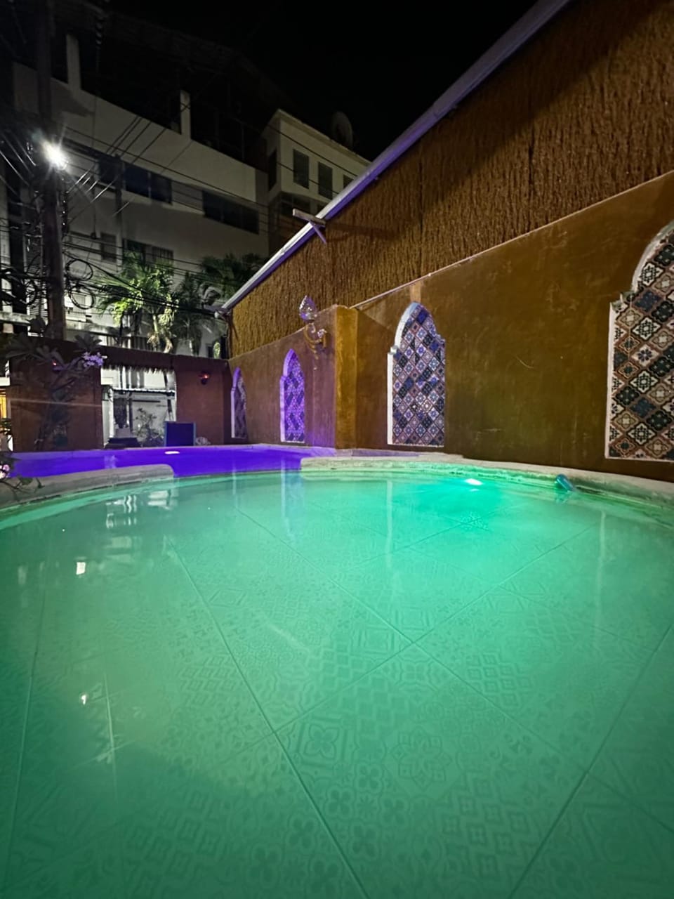 Night, Pool view, Swimming pool