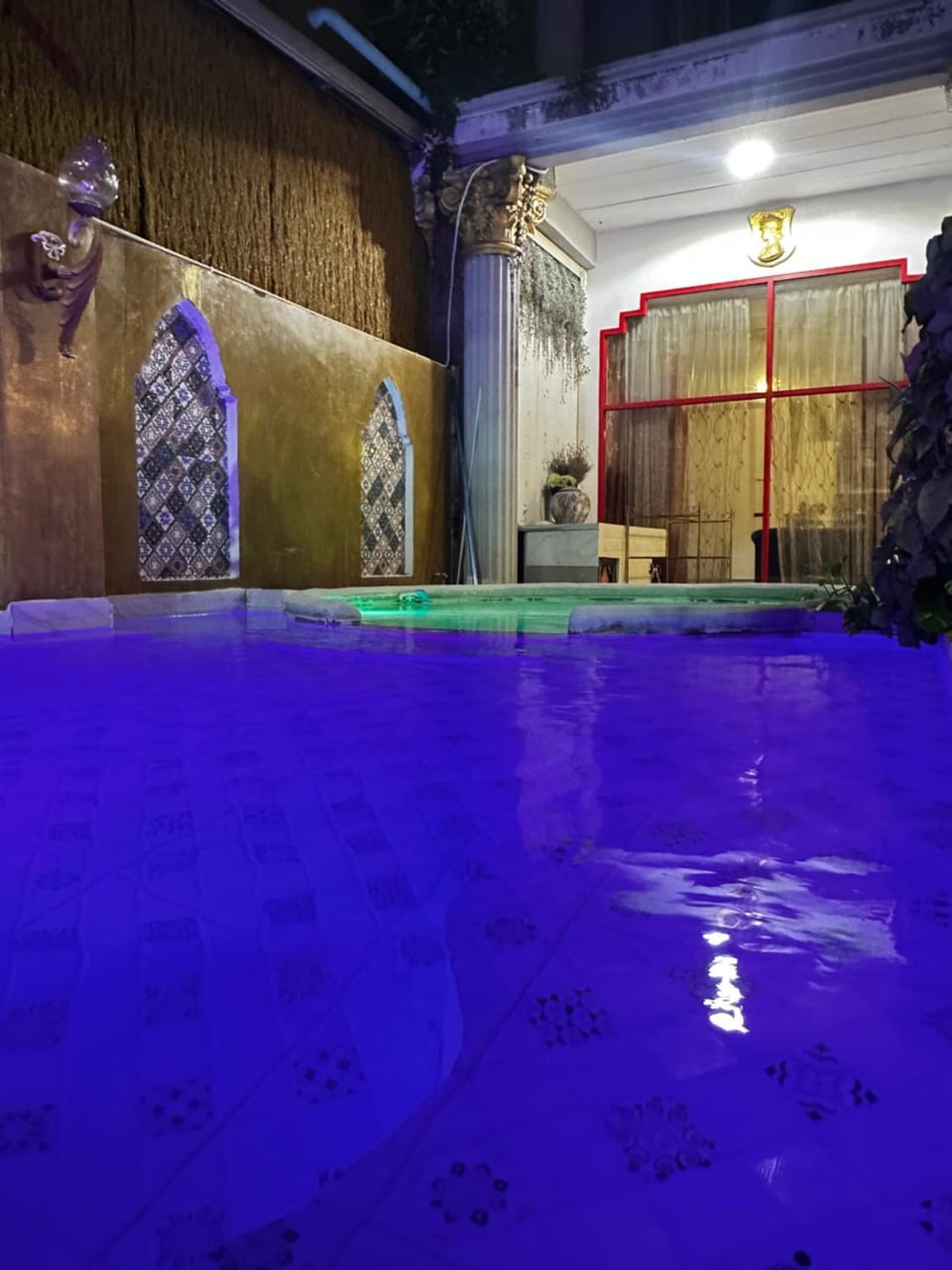 Night, Pool view, Swimming pool