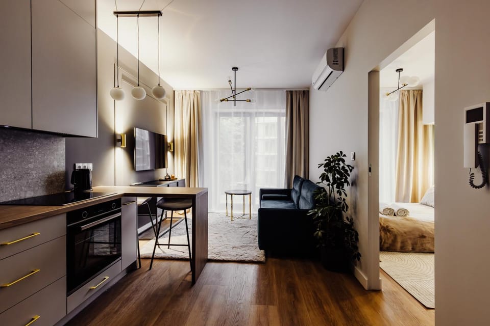 Living room, kitchen
