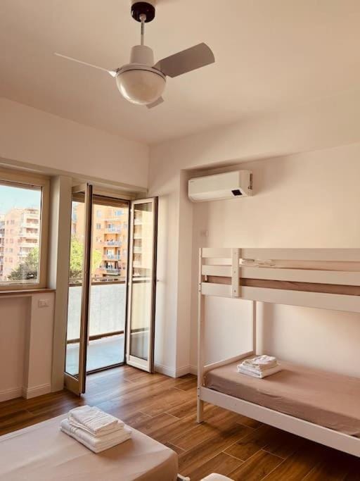 Bedroom, bunk bed, fireplace, air conditioner