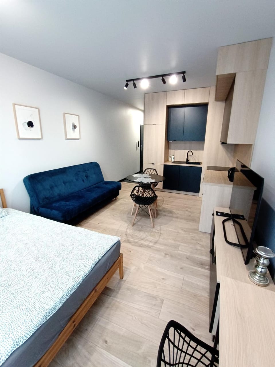 Bed, TV and multimedia, Kitchen or kitchenette, Photo of the whole room, Seating area, Dining area, hair dresser