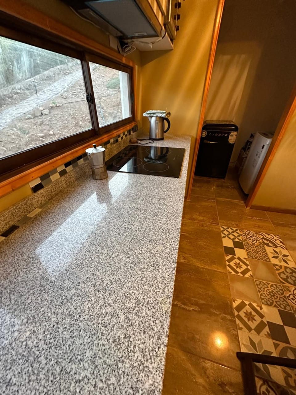 Kitchen or kitchenette, stove