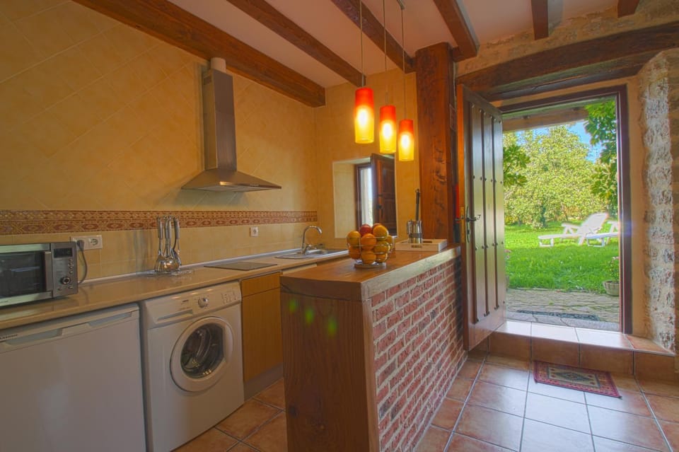 Kitchen or kitchenette, minibar, stove, washing machine