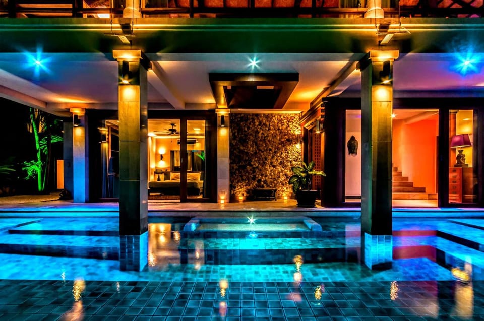 Night, Pool view, Swimming pool