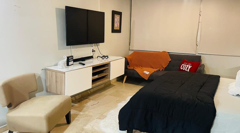 Communal lounge/ TV room, Bed, TV and multimedia, Living room, Photo of the whole room, Seating area, Evening entertainment, Bedroom