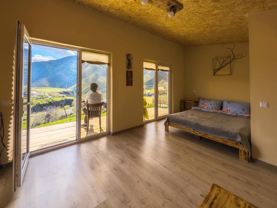 Bed, Natural landscape, View (from property/room), Balcony/Terrace, Photo of the whole room, Bedroom, Mountain view