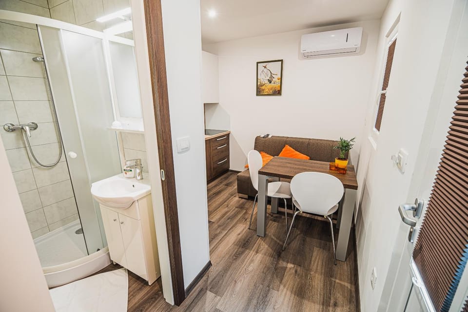 Shower, Bathroom, Living room, Seating area