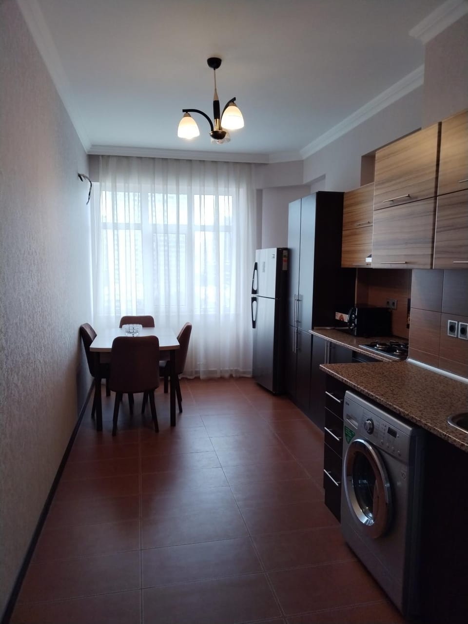 Kitchen or kitchenette, Dining area, minibar, oven, pet friendly, stove, washing machine