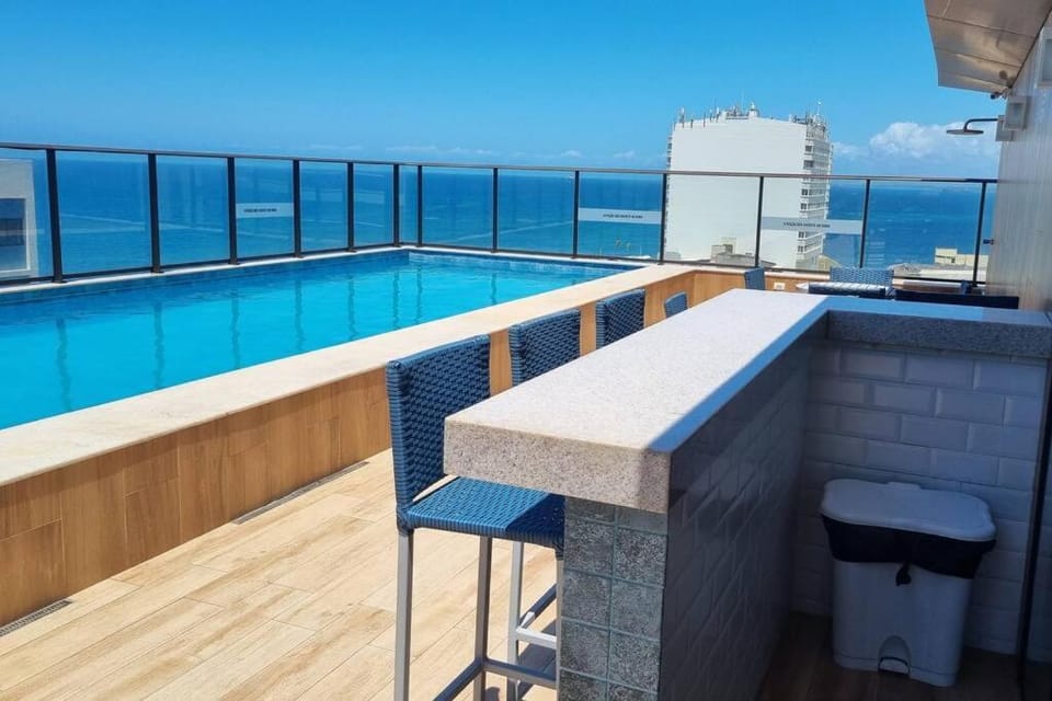 View (from property/room), Balcony/Terrace, Pool view, Sea view, Swimming pool