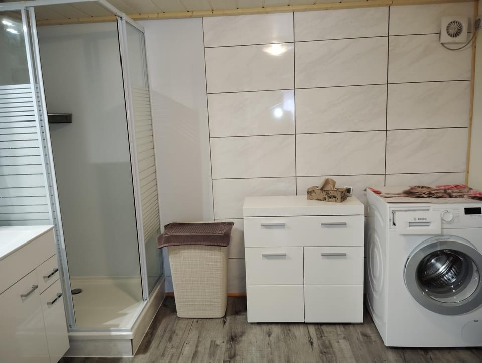 Kitchen or kitchenette, washing machine