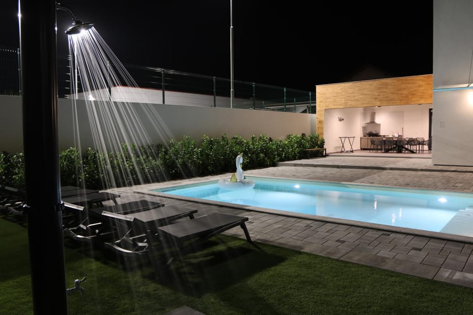 Night, Natural landscape, Pool view, Swimming pool, Swimming pool, sunbed