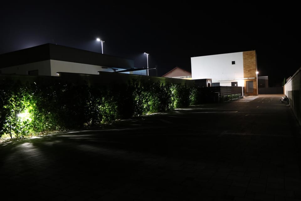 Property building, Night, Garden, Garden view