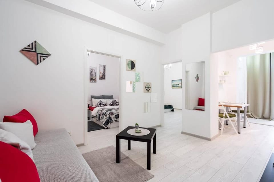 Bed, Living room, Seating area