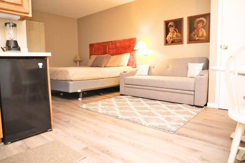 Bed, Kitchen or kitchenette, Living room, Photo of the whole room, Seating area, Bedroom
