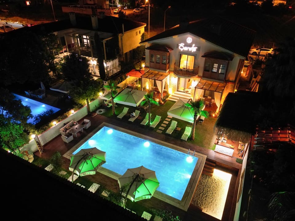 Night, Pool view, Swimming pool