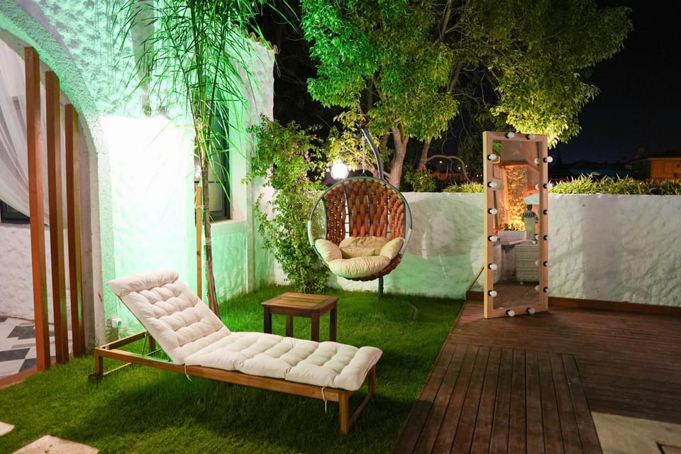 Night, Garden, sunbed