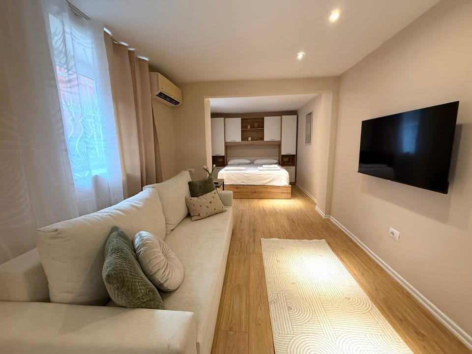 Communal lounge/ TV room, Bed, TV and multimedia, Living room, Photo of the whole room, Seating area, Evening entertainment, Bedroom, air conditioner