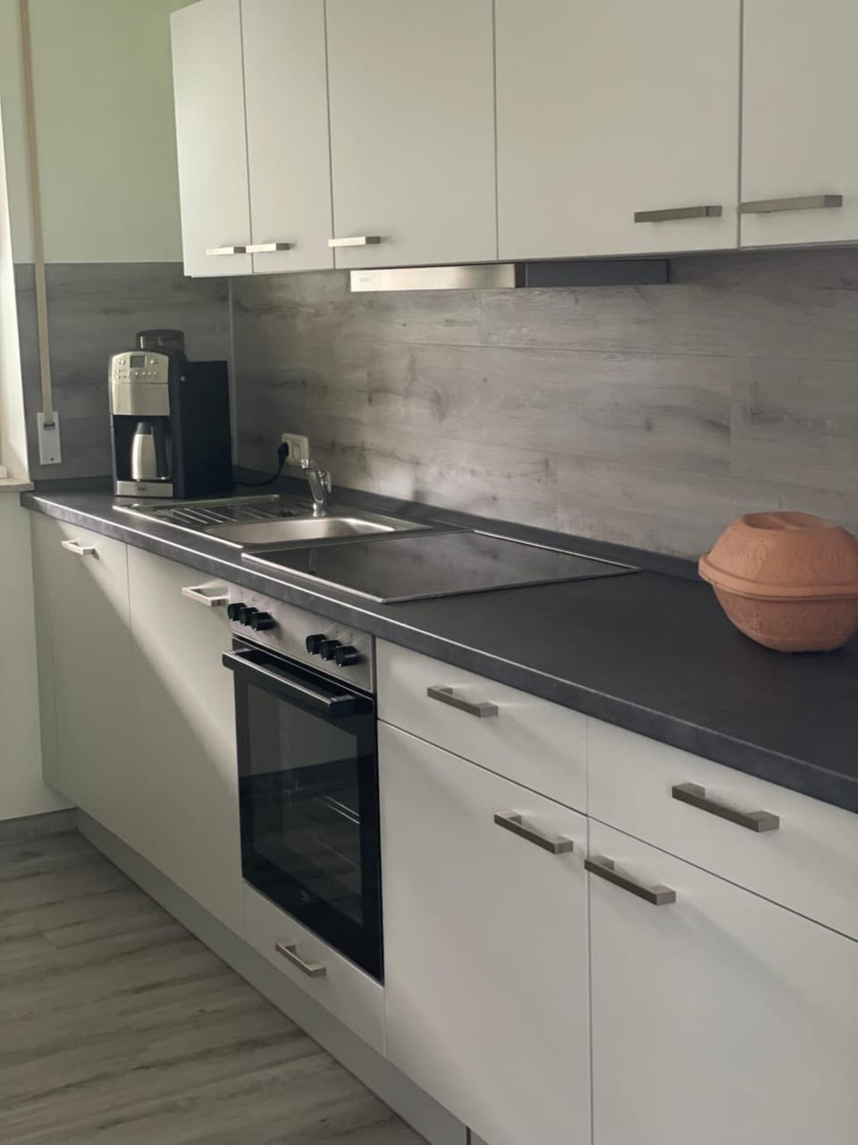 Kitchen or kitchenette, dishwasher, stove