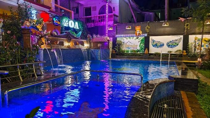 Night, Pool view, Swimming pool