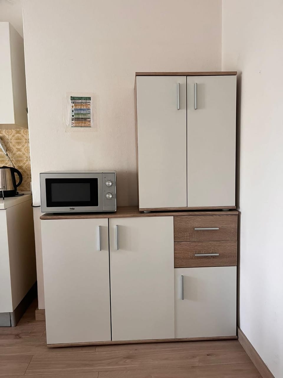 Kitchen or kitchenette, oven, stove, wardrobe
