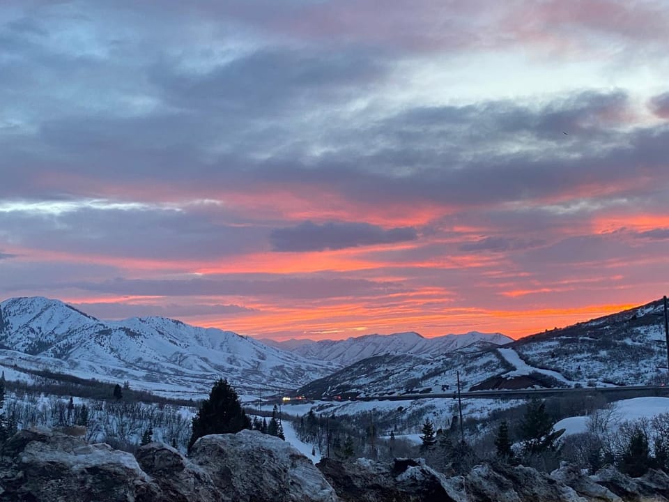 Nearby landmark, Day, Natural landscape, Winter, Mountain view, Sunrise, Sunset