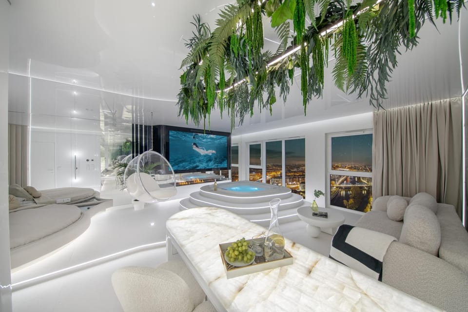 Bed, Hot Tub, TV and multimedia, Living room, Photo of the whole room, Bedroom, towels