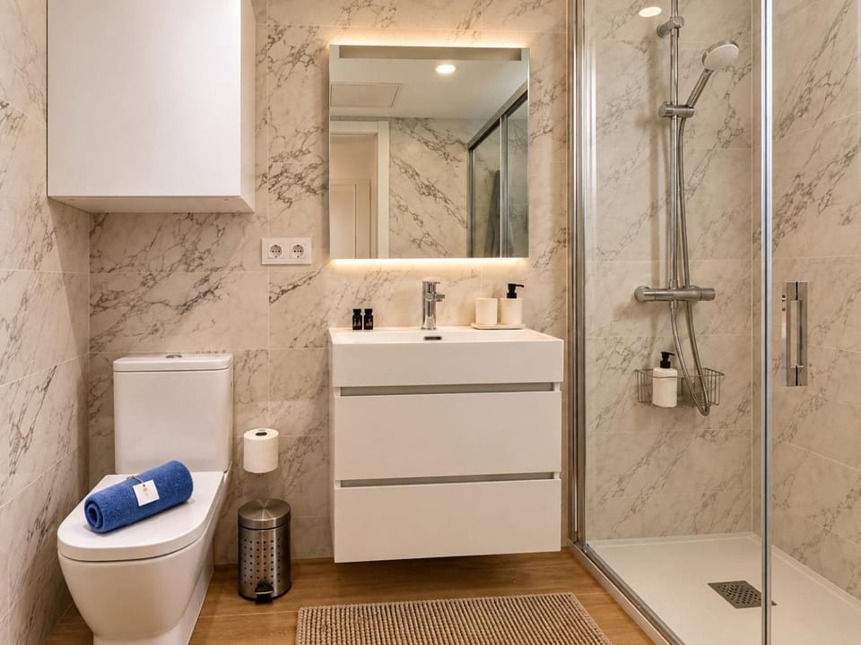 Shower, Toilet, Bathroom, towels