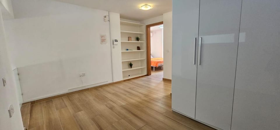 Bed, wardrobe