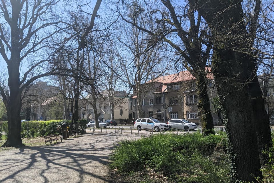 Property building, Spring, Day, Neighbourhood, Natural landscape, Street view, Location, Parking