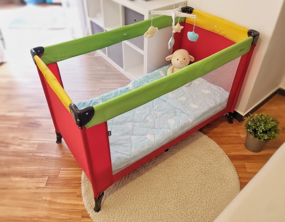 Photo of the whole room, Bedroom, cot