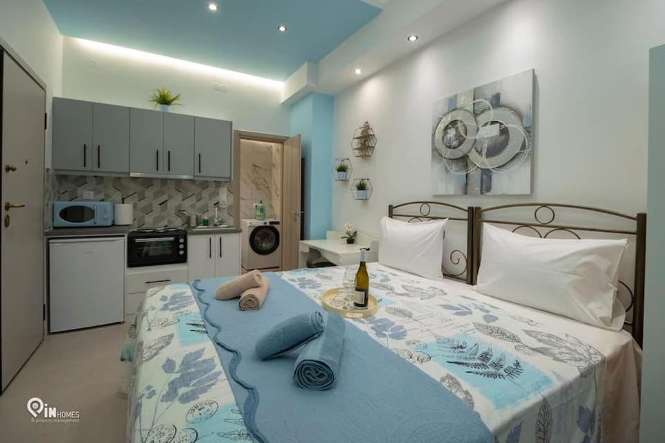 Bed, Kitchen or kitchenette, Photo of the whole room, Bedroom, minibar, pet friendly, towels, washing machine, dryer, air conditioner