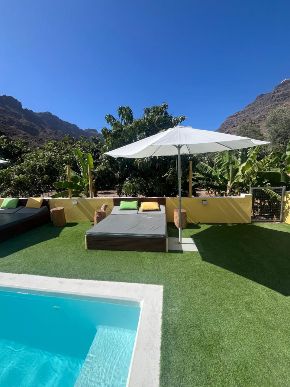 Patio, Natural landscape, Garden view, Mountain view, Pool view