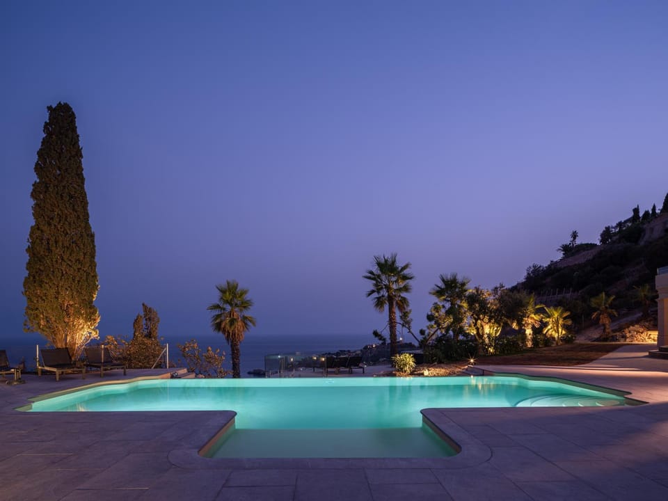 Property building, Living room, Swimming pool