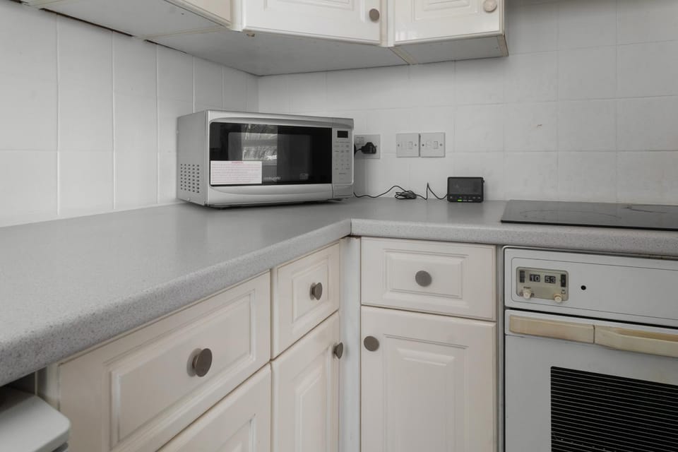 Kitchen or kitchenette, microwave, oven