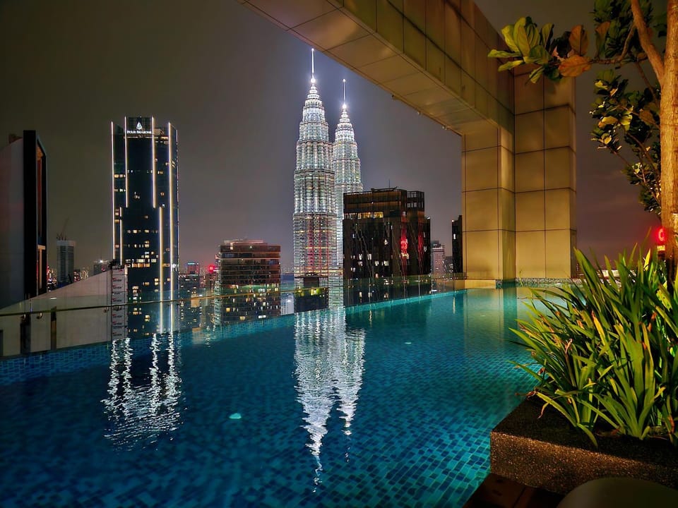 Night, Pool view, Swimming pool