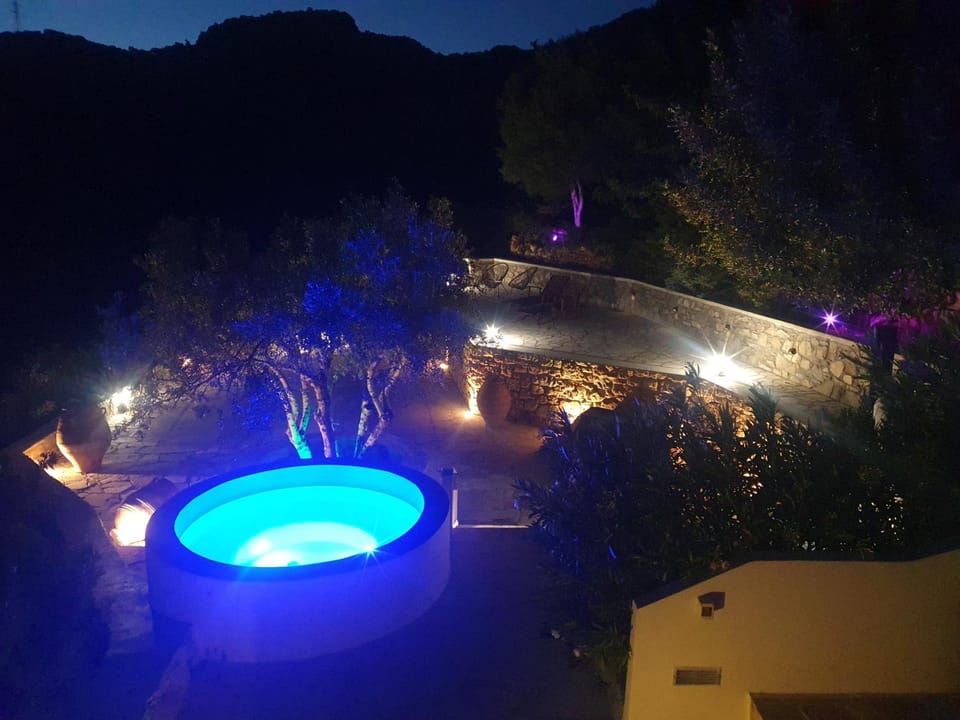 Night, Garden, Swimming pool