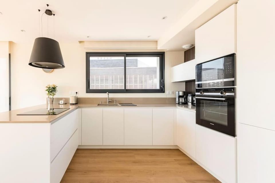 Kitchen or kitchenette, dishwasher, oven, stove